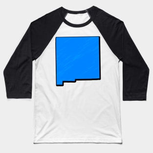 Bright Blue New Mexico Outline Baseball T-Shirt